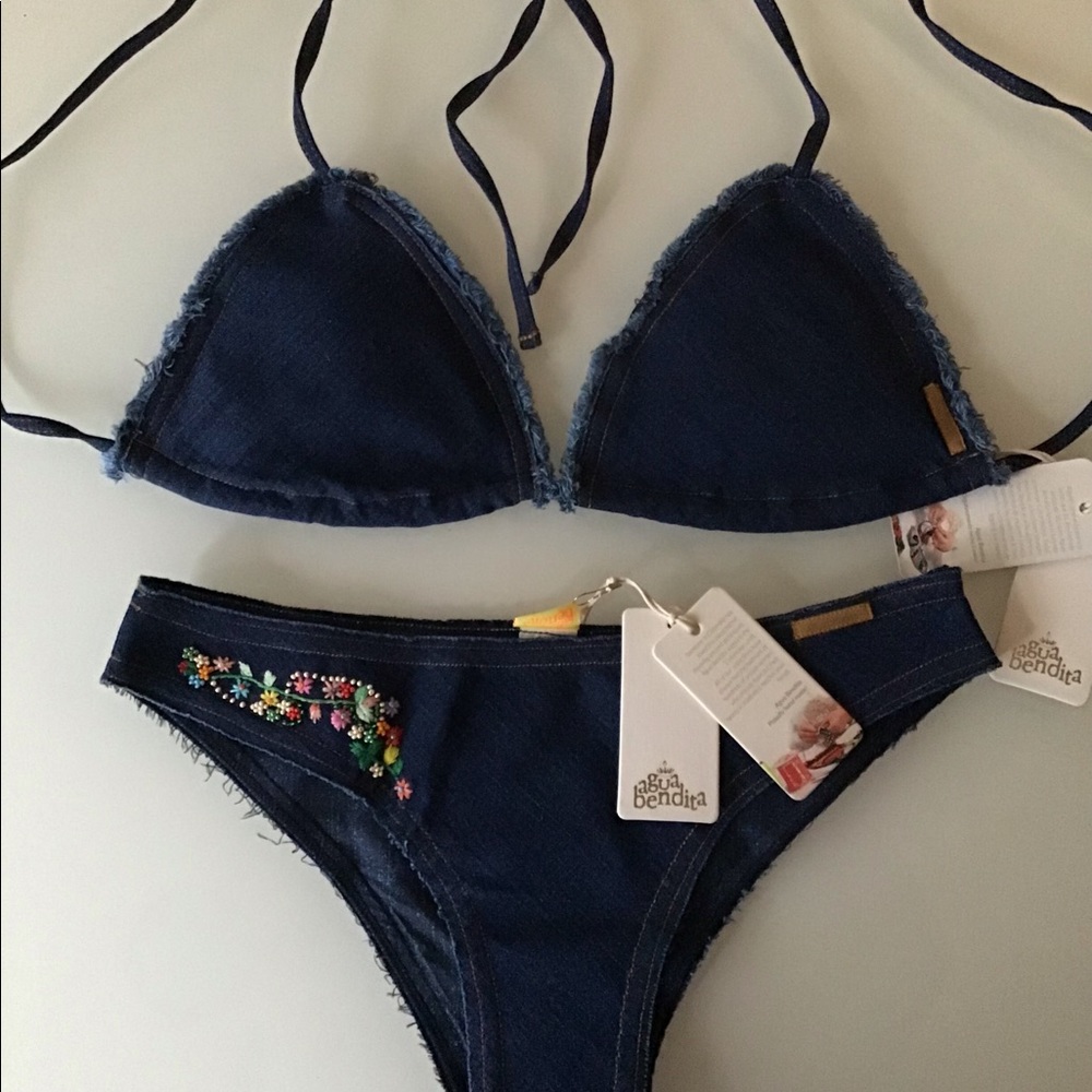 🌸AGUA BENDITA Bendito Denim Fringe Bikini Lg🌸